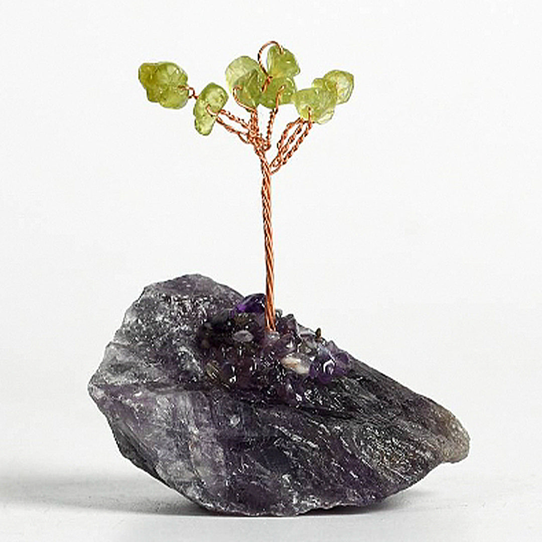 Crystal tree ornament with a base of original stones