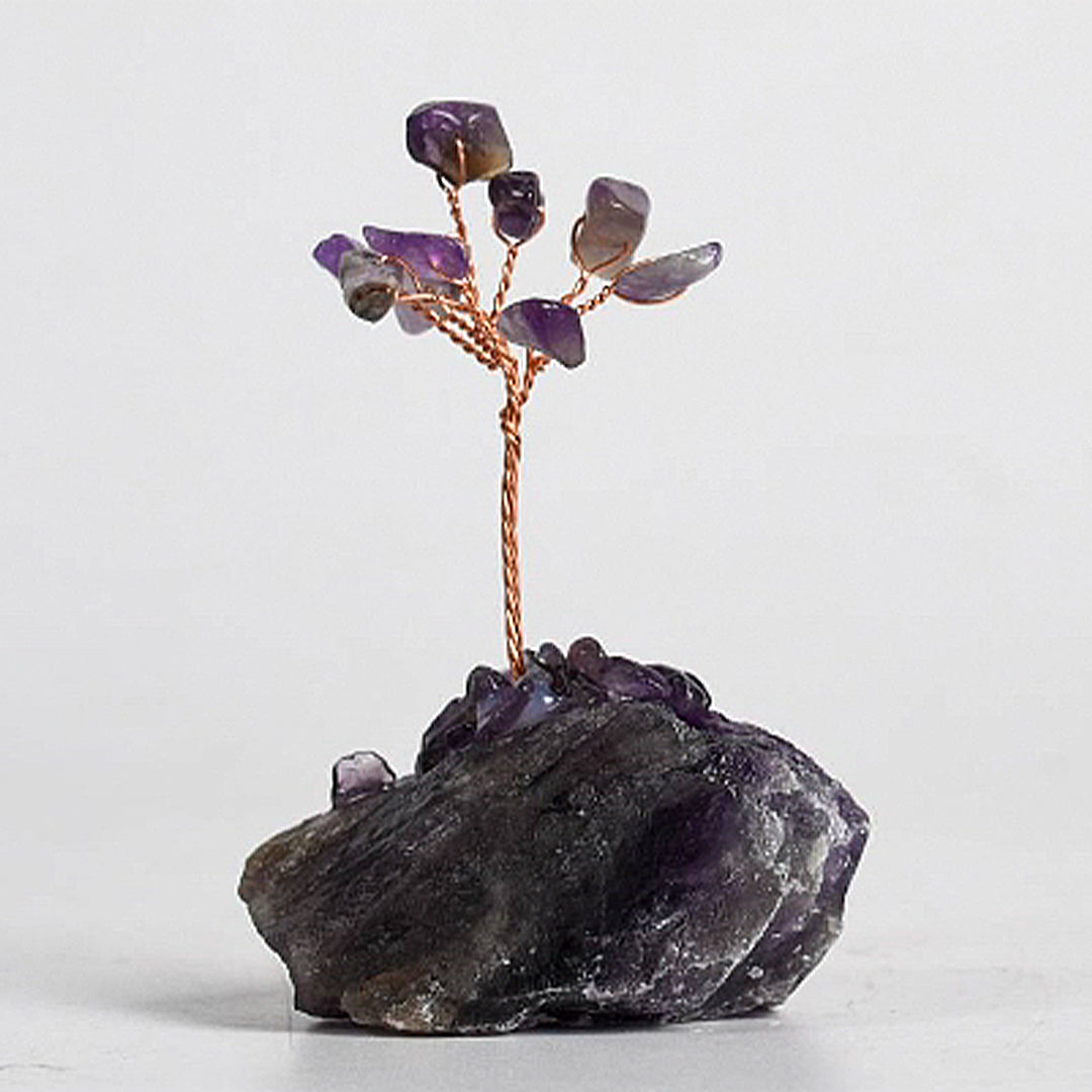 Crystal tree ornament with a base of original stones