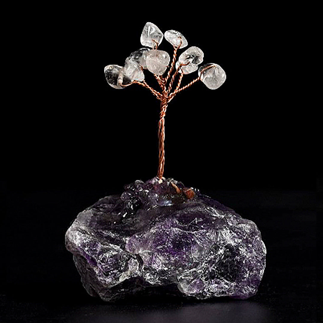 Crystal tree ornament with a base of original stones