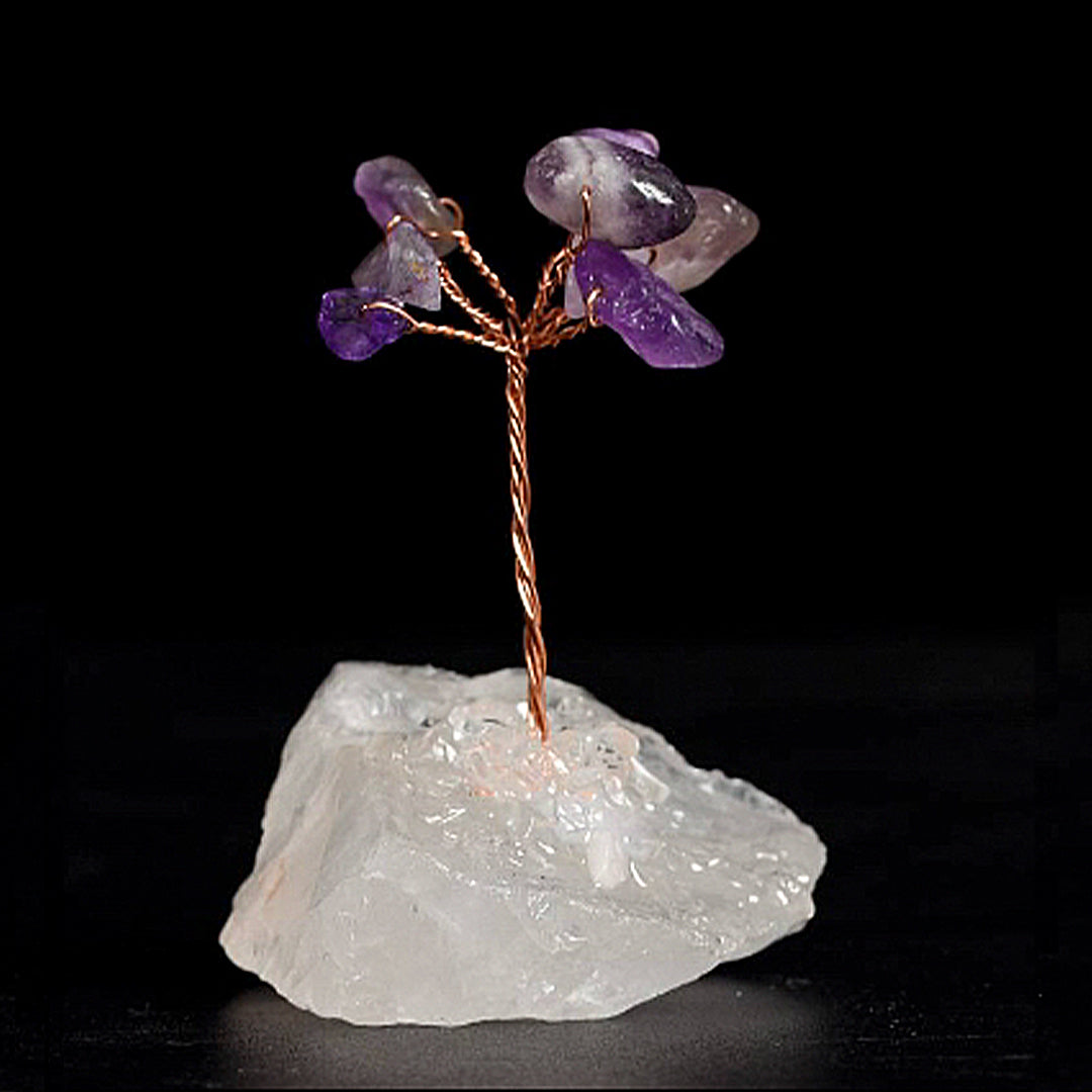 Crystal tree ornament with a base of original stones