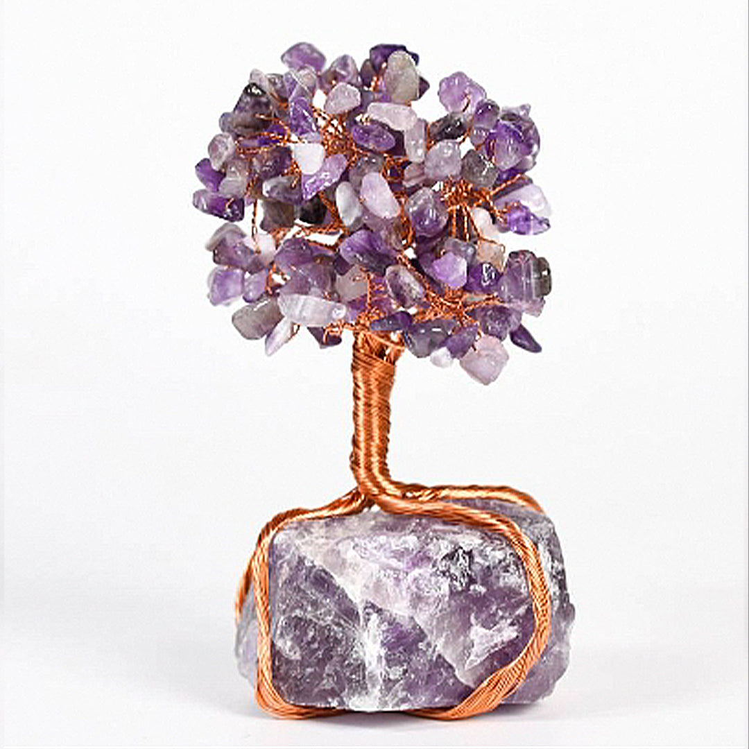 Crystal rough base silk winding craft crystal tree ornaments
