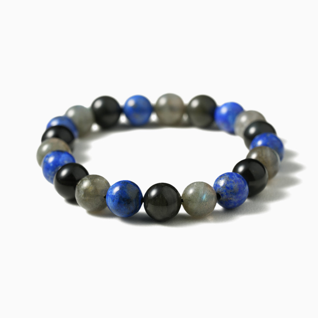 Obsidian, Lapis Lazuli, and Labradorite Crystal Bracelet