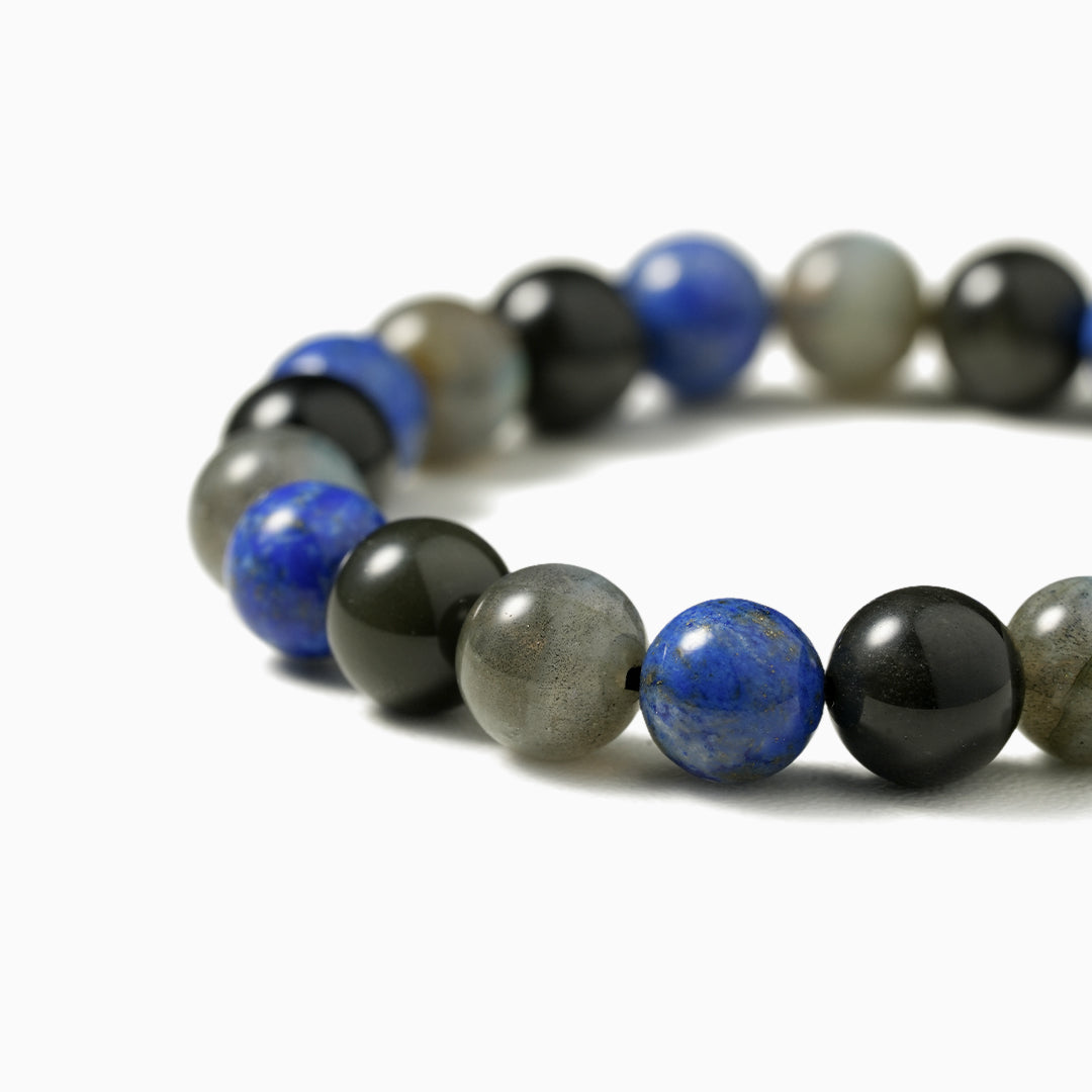 Obsidian, Lapis Lazuli, and Labradorite Crystal Bracelet
