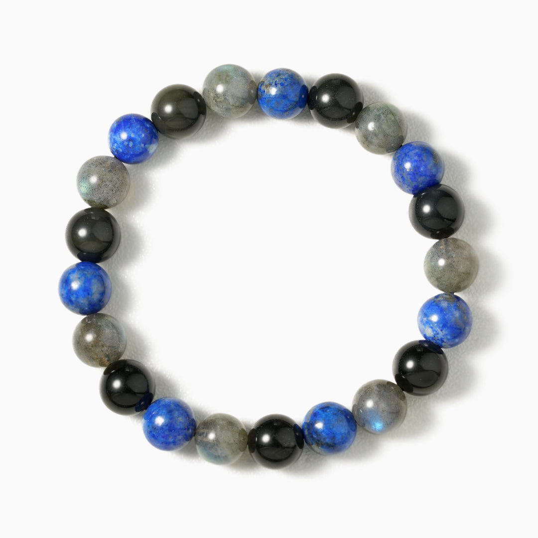 Obsidian, Lapis Lazuli, and Labradorite Crystal Bracelet