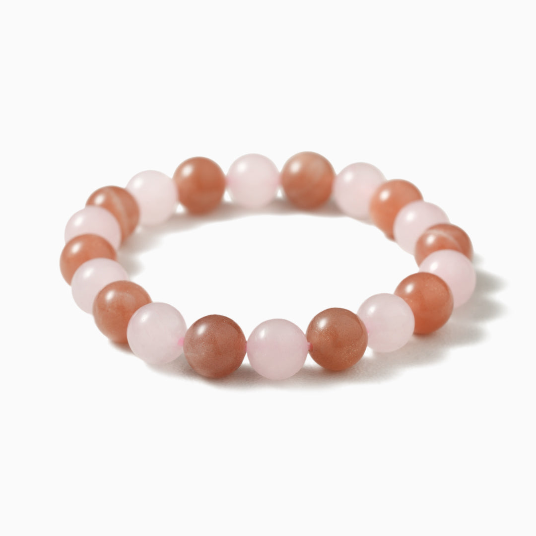 Sunstone and Rose Quartz Crystal Beaded Bracelet
