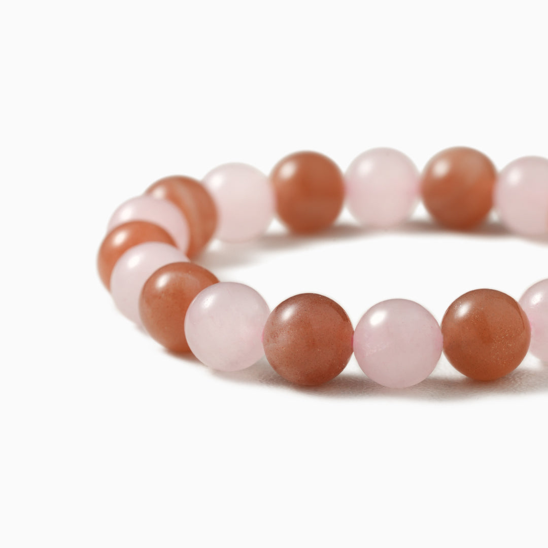 Sunstone and Rose Quartz Crystal Beaded Bracelet