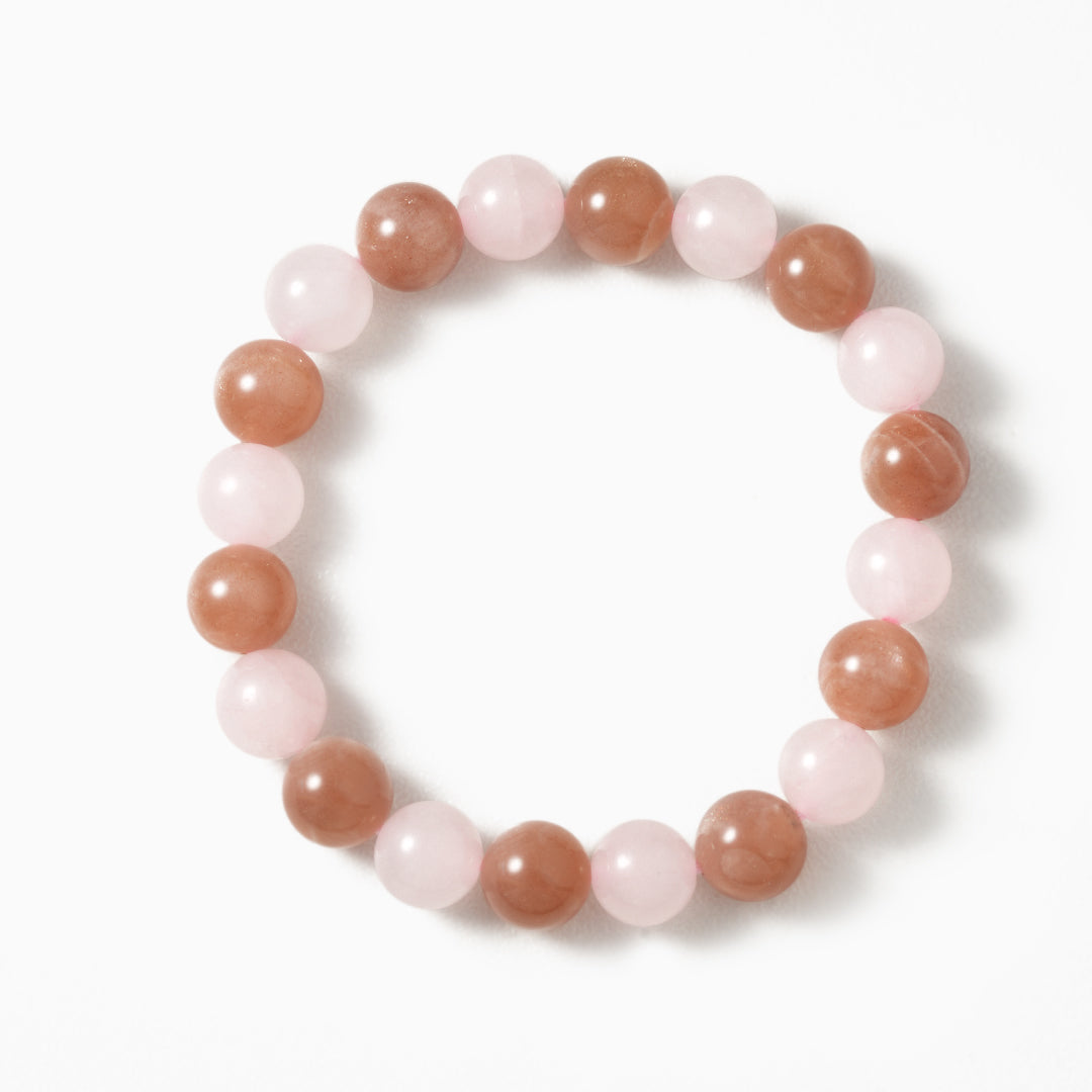 Sunstone and Rose Quartz Crystal Beaded Bracelet