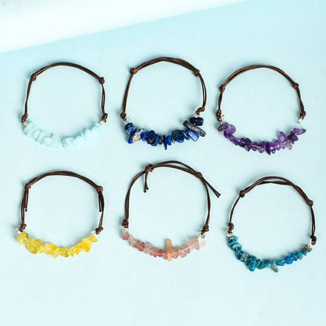Crushed Stone Leather Rope Bracelet