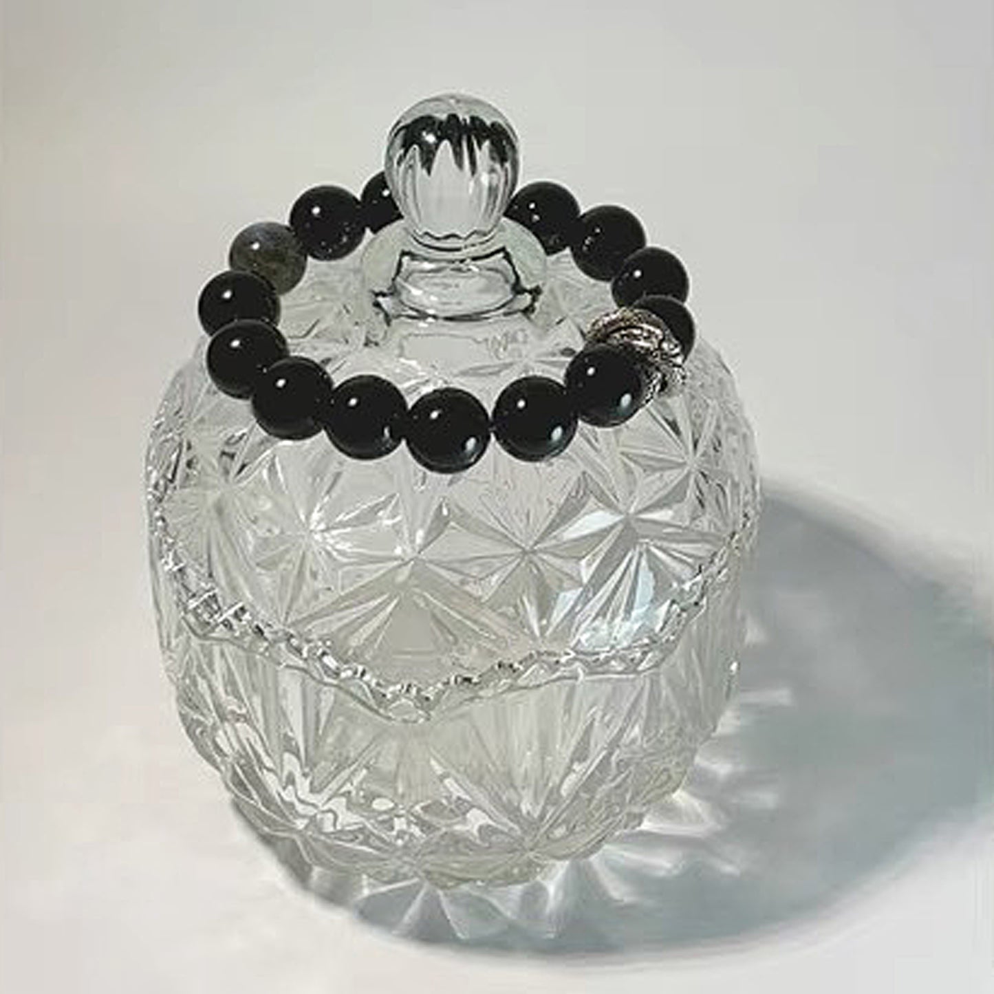 Silver-Sheen Obsidian Dragon Fittings Bracelet