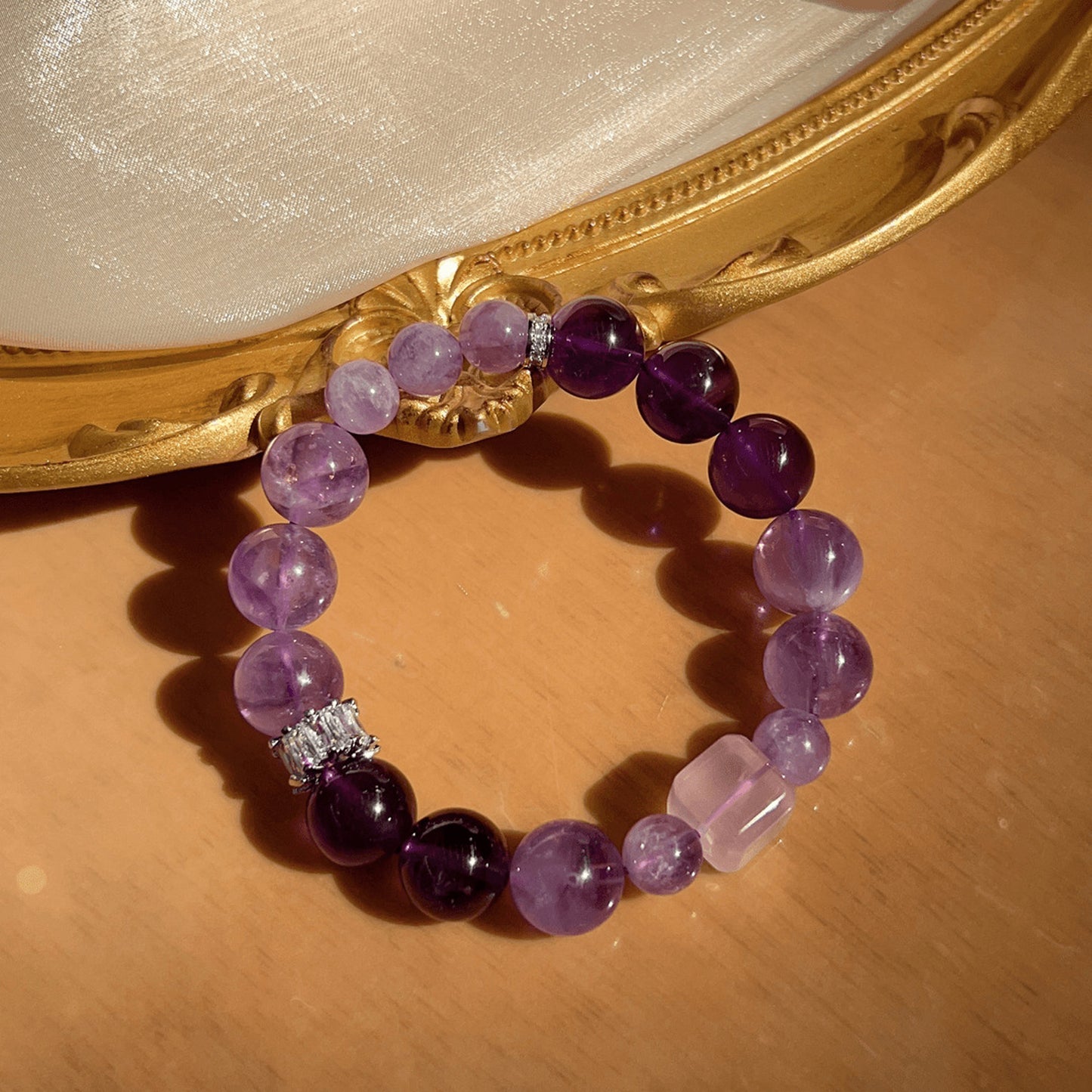 Gradient Beads Staggered Amethyst Bracelet