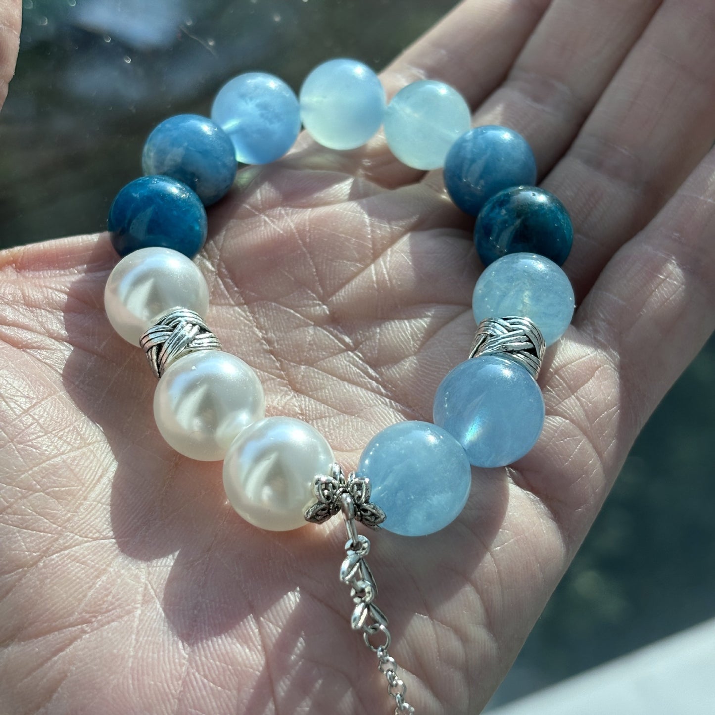 Blue Apatite Pearls Bracelet