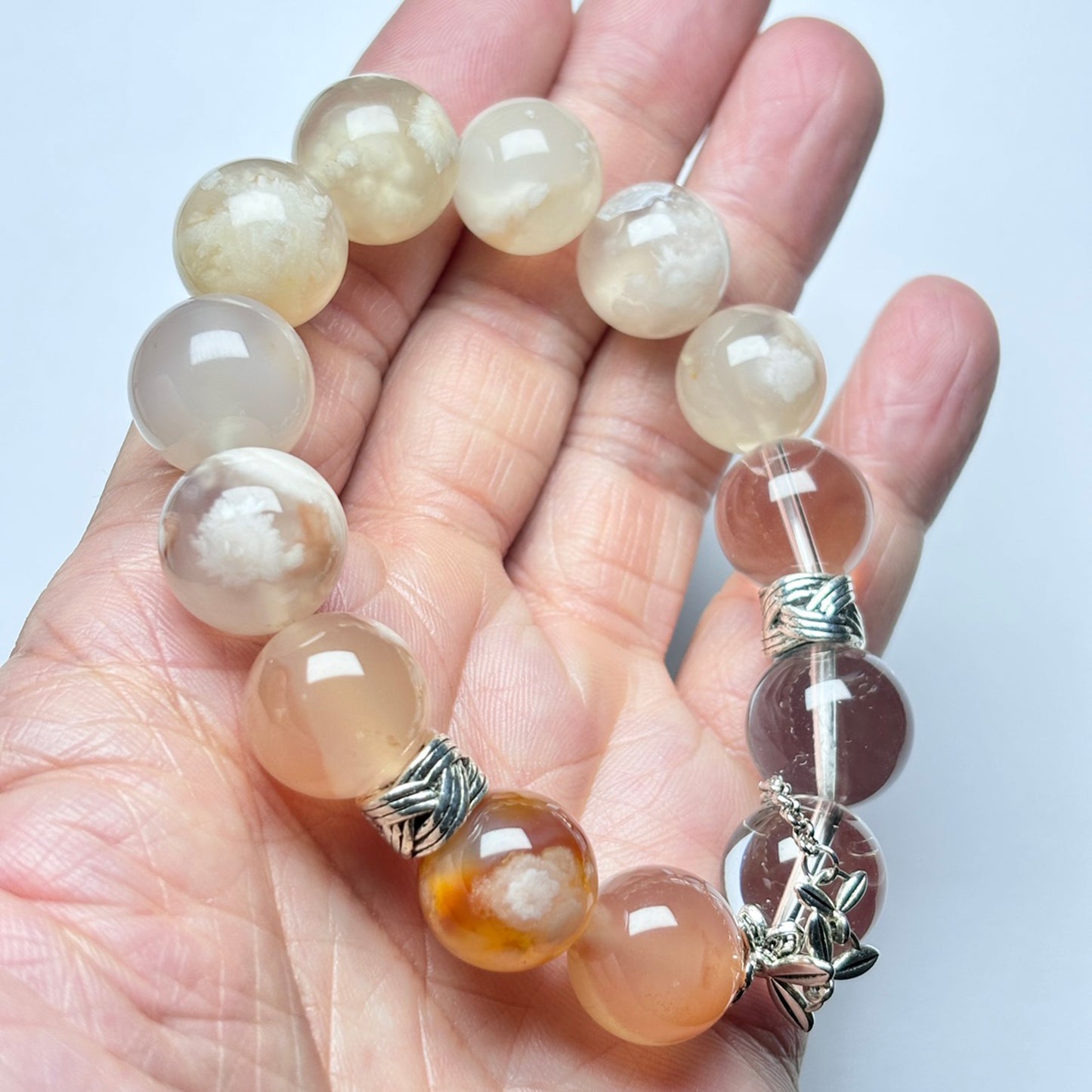 Sakura Agate White Crystal Bracelet