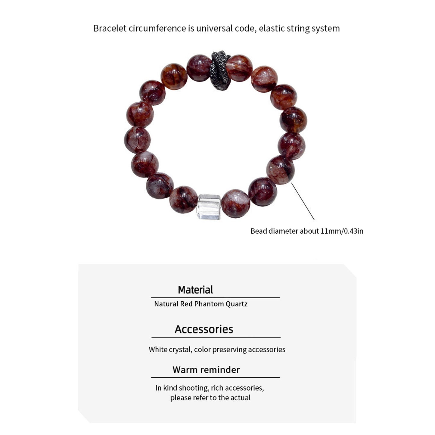 Natural Red Phantom Quartz Bracelet