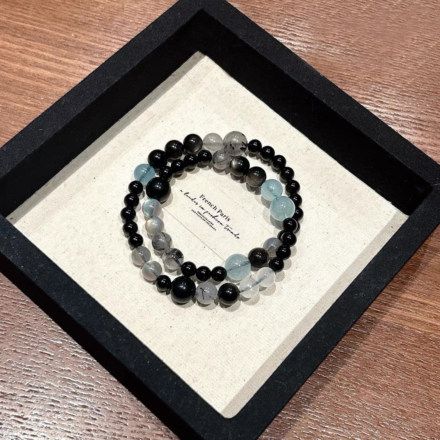 Double-Loop Obsidian Labradorite Bracelet