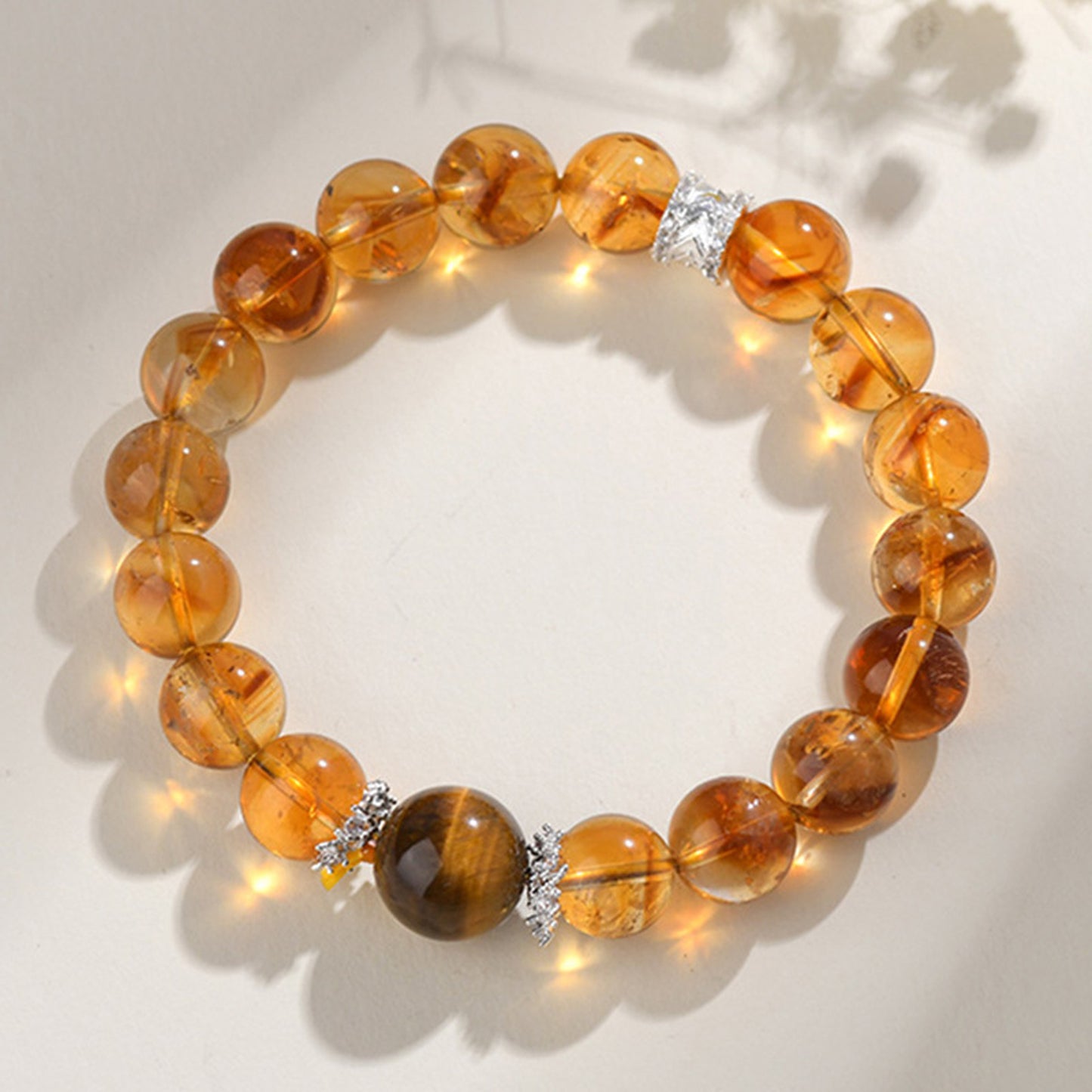 Yellow Pyramidal Quartz Tiger's eye Bracelet