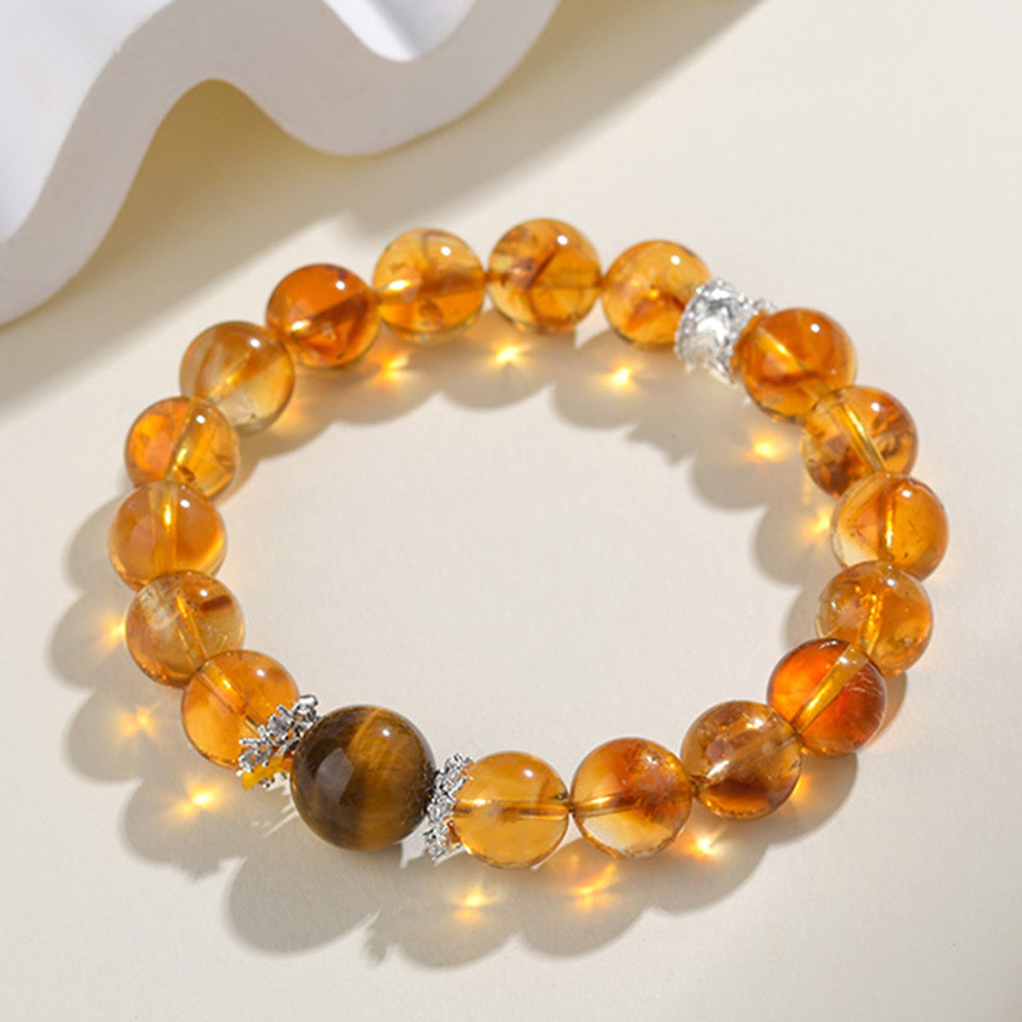 Yellow Pyramidal Quartz Tiger's eye Bracelet