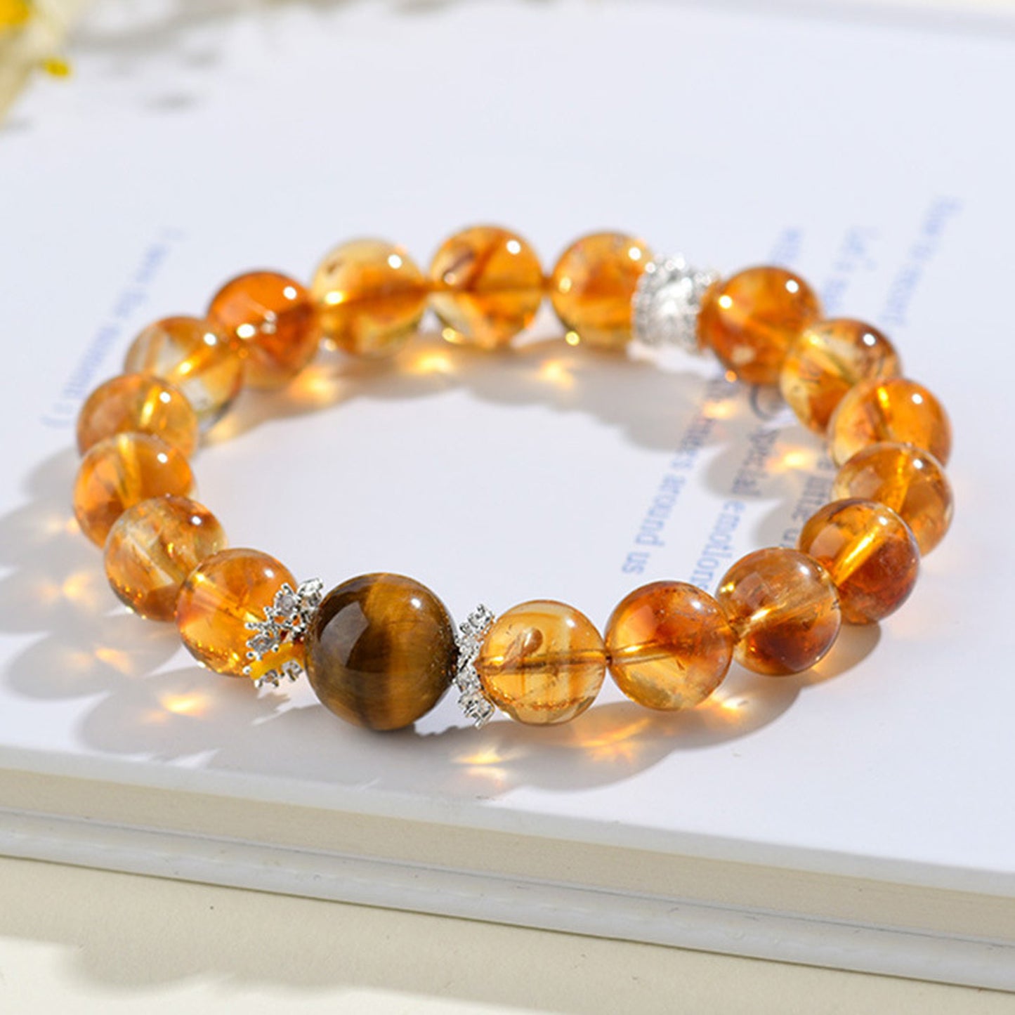 Yellow Pyramidal Quartz Tiger's eye Bracelet