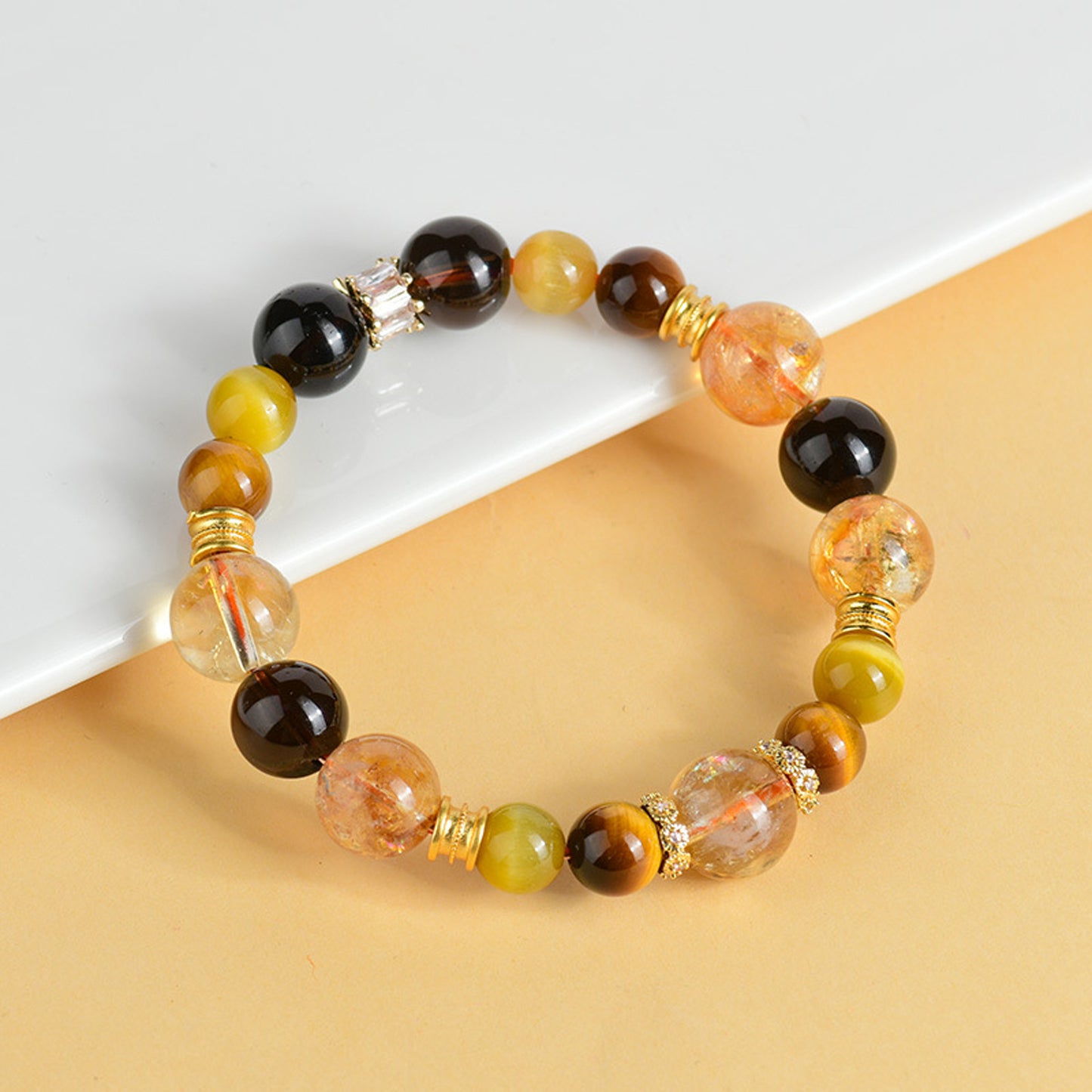 Citrine Smoky Quartz Tiger's eye Stone Bracelet