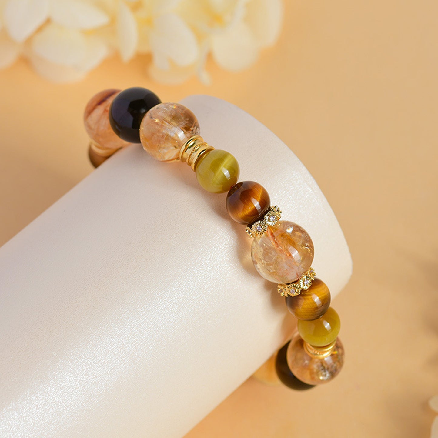 Citrine Smoky Quartz Tiger's eye Stone Bracelet