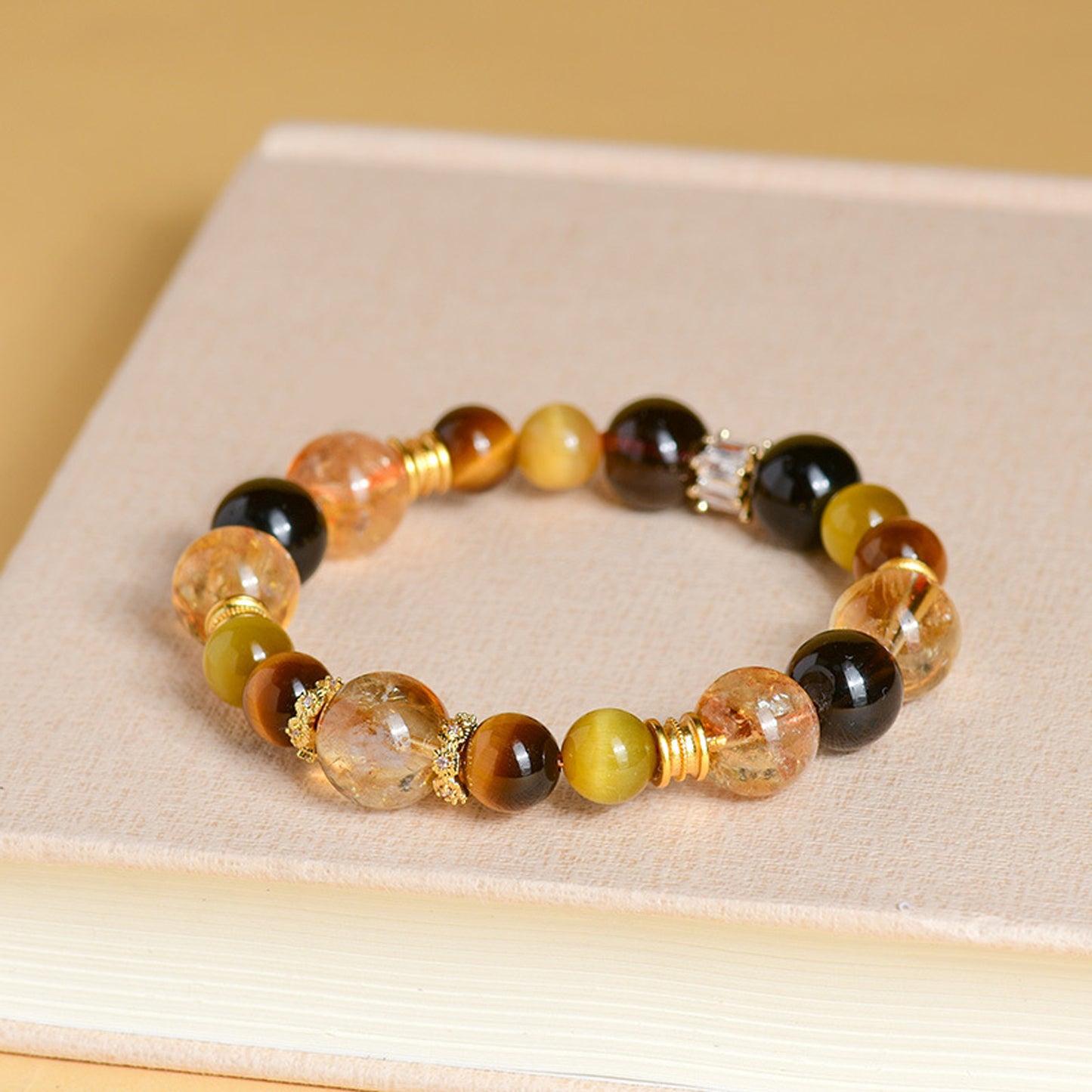 Citrine Smoky Quartz Tiger's eye Stone Bracelet