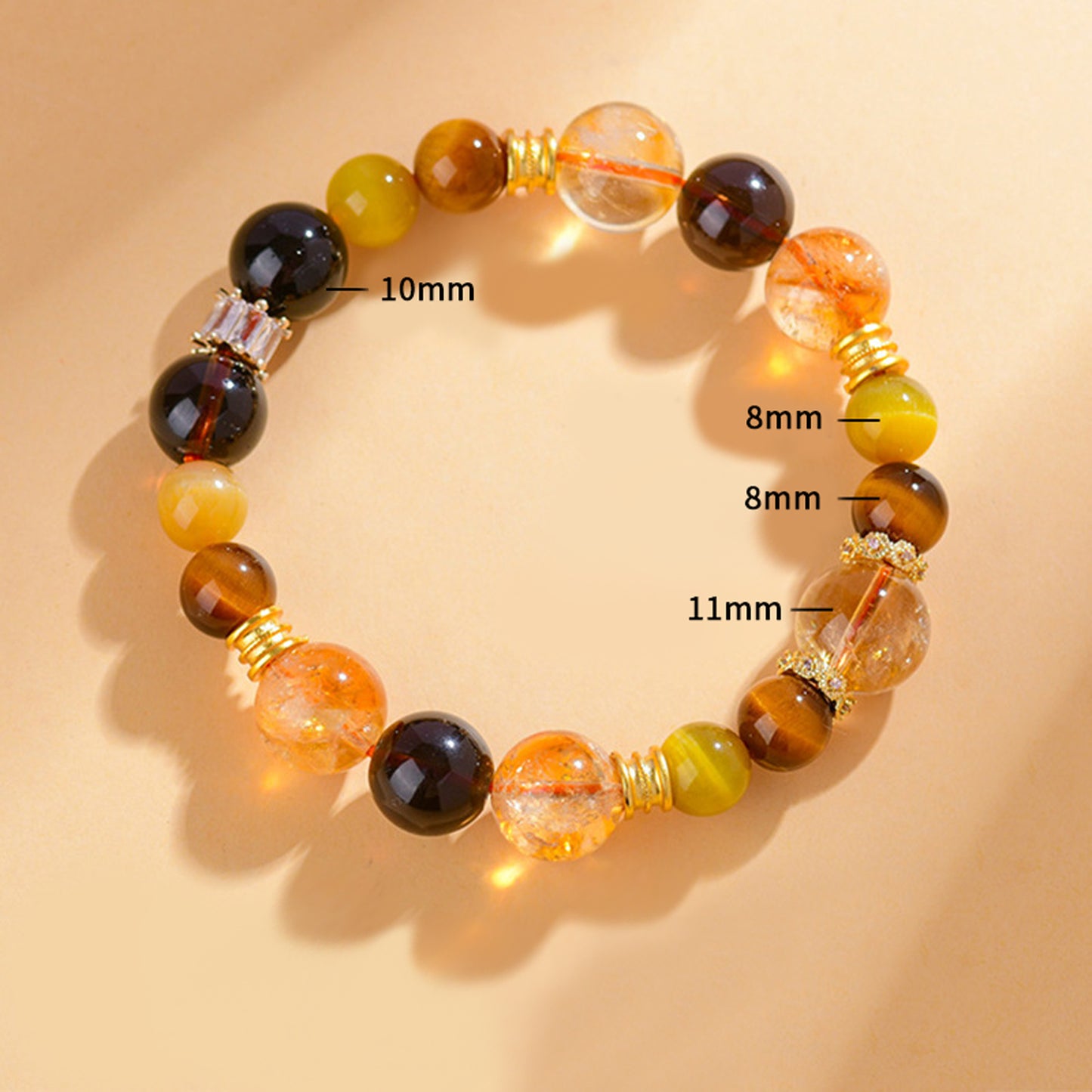 Citrine Smoky Quartz Tiger's eye Stone Bracelet