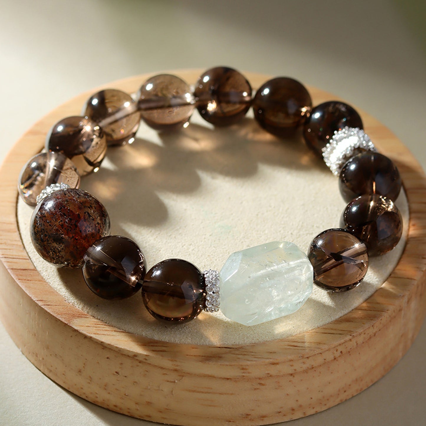 Smoky Azeztulite Black-Gold Super Seven Crystal Bracelet