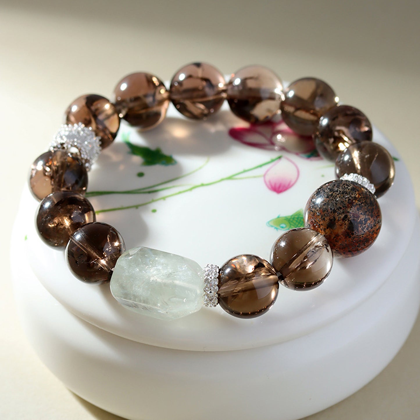 Smoky Azeztulite Black-Gold Super Seven Crystal Bracelet