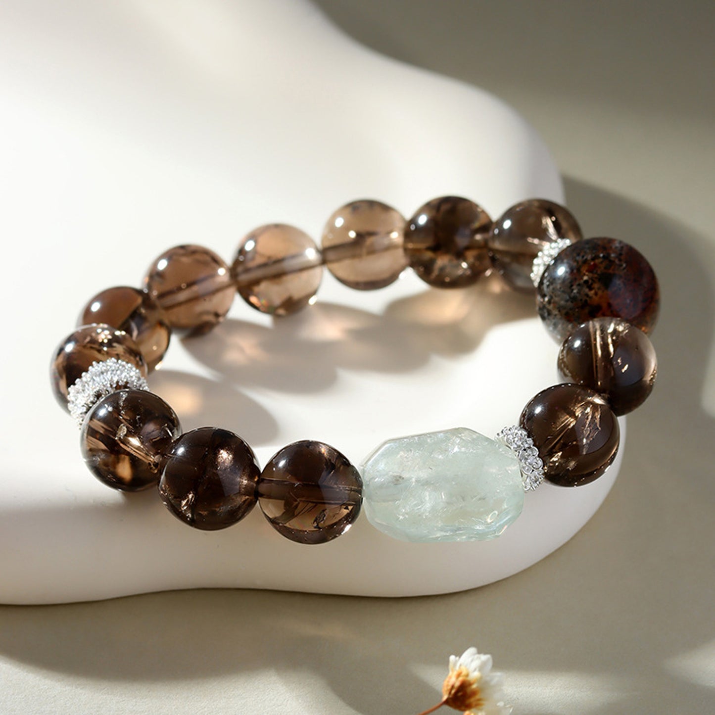 Smoky Azeztulite Black-Gold Super Seven Crystal Bracelet