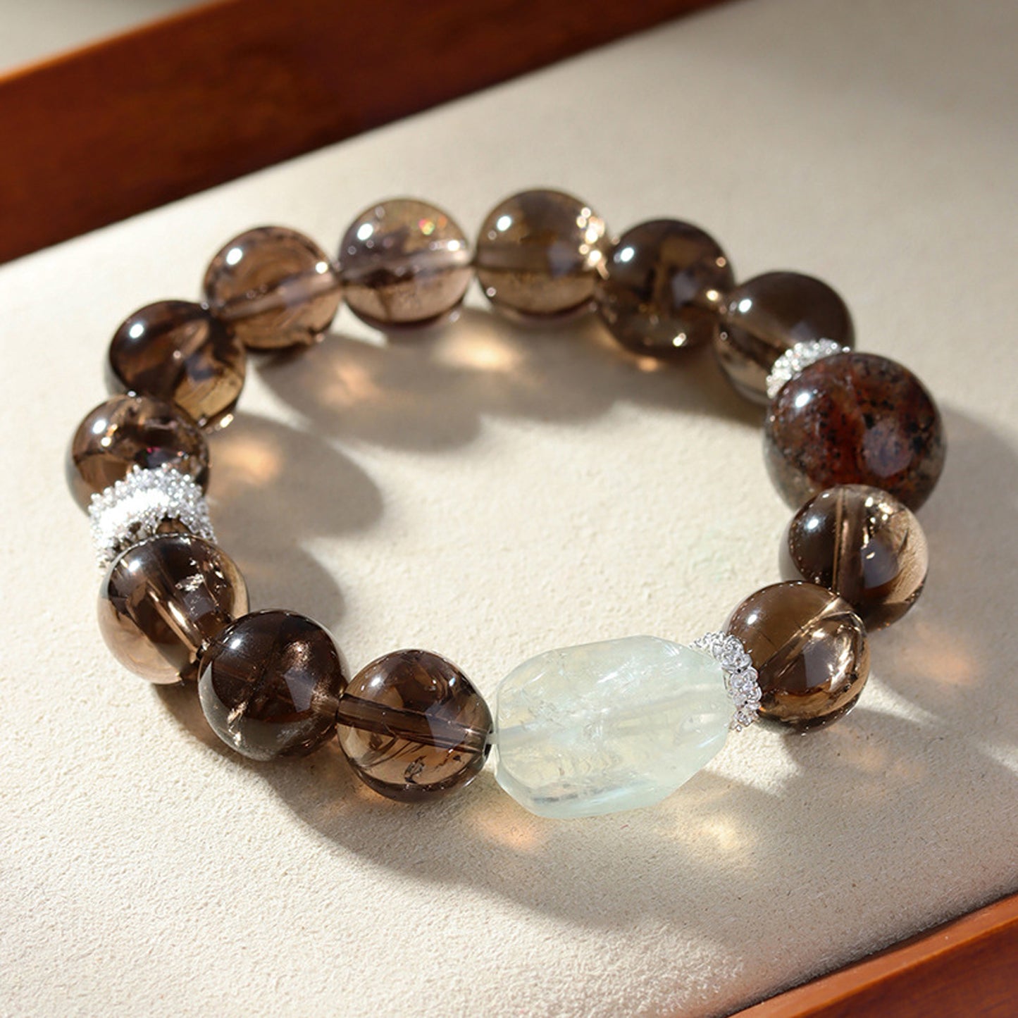 Smoky Azeztulite Black-Gold Super Seven Crystal Bracelet