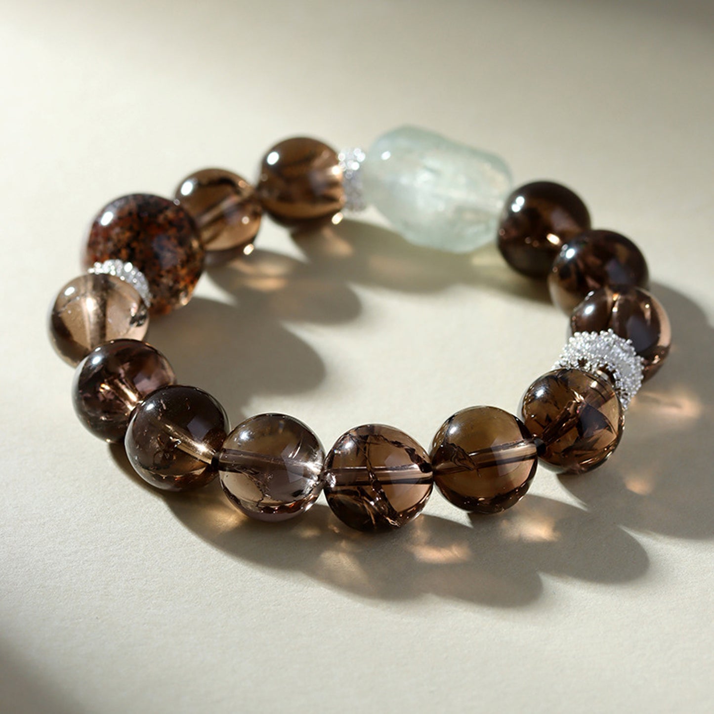 Smoky Azeztulite Black-Gold Super Seven Crystal Bracelet