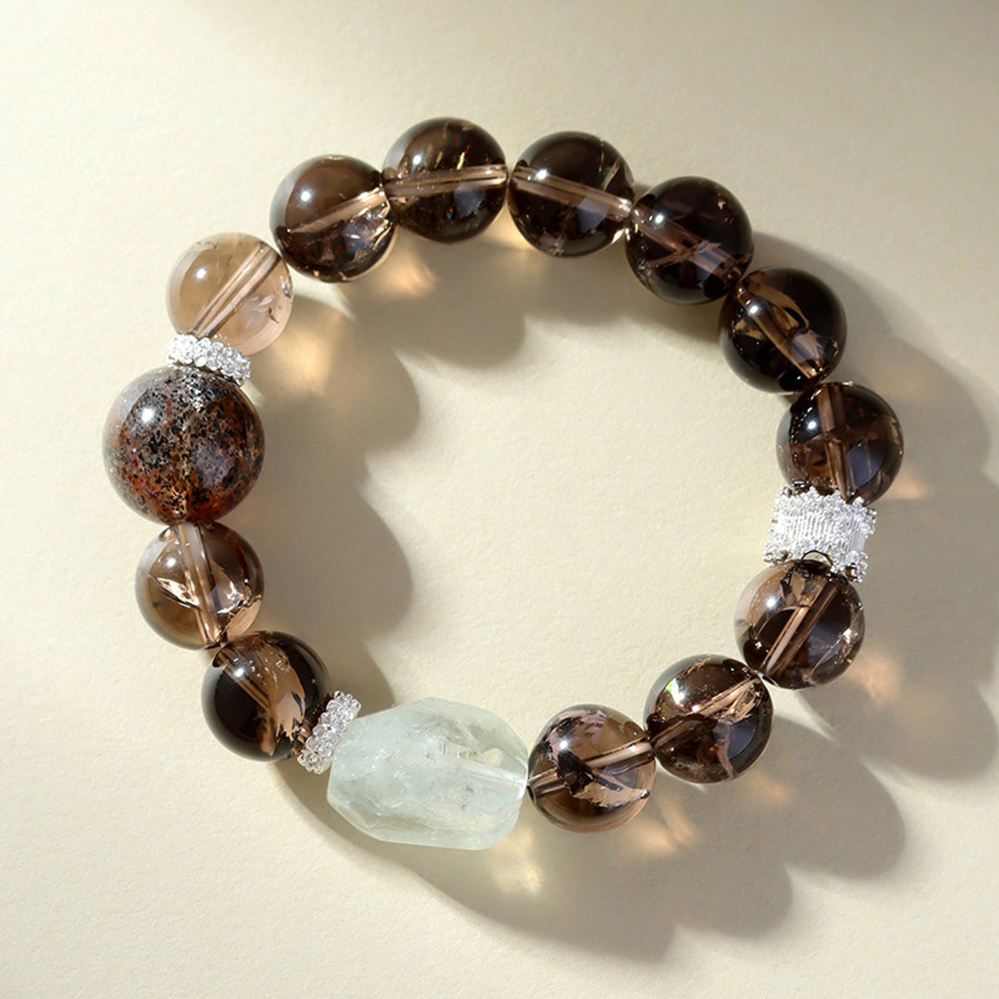 Smoky Azeztulite Black-Gold Super Seven Crystal Bracelet