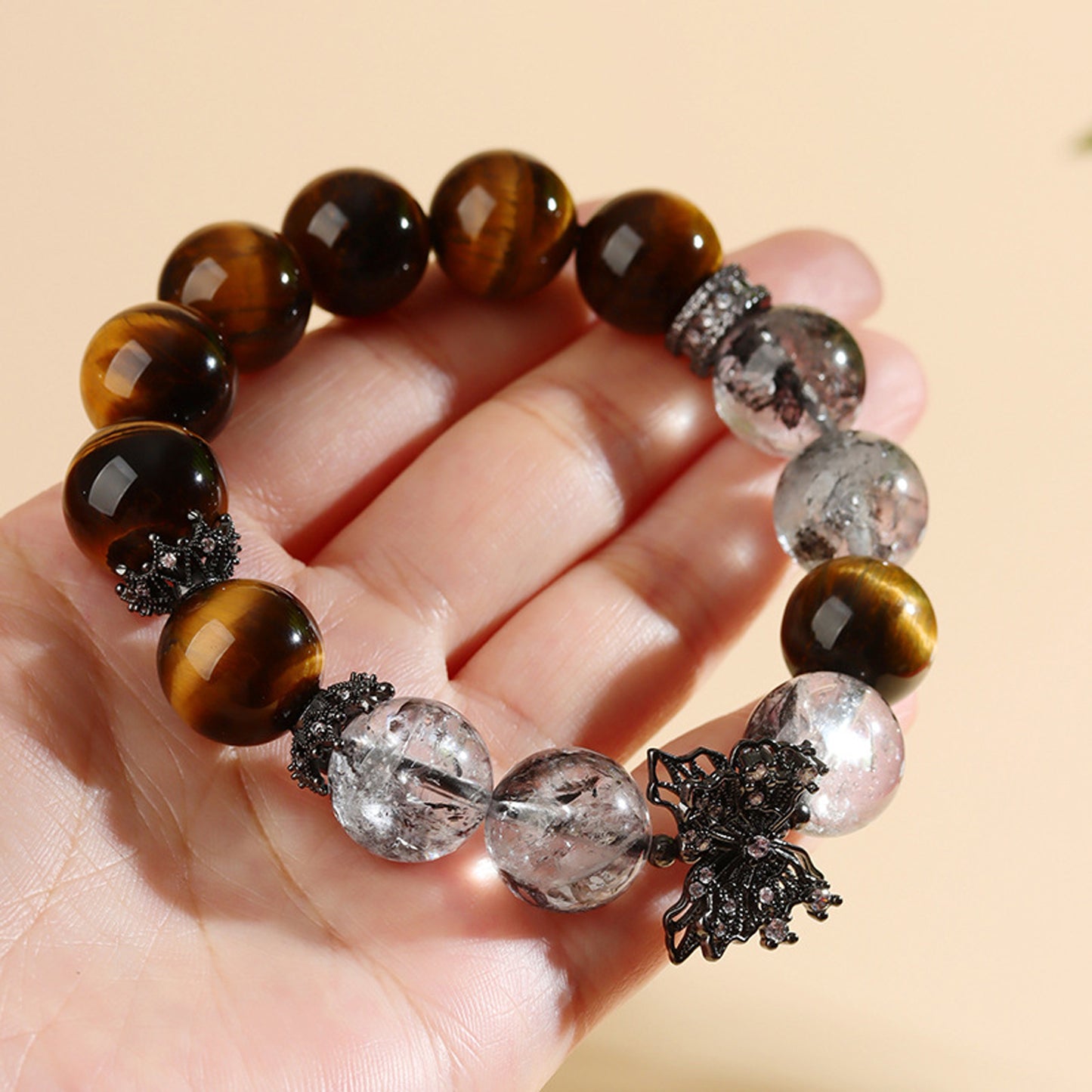 Tiger's Eye Herkimer Diamond Bracelet