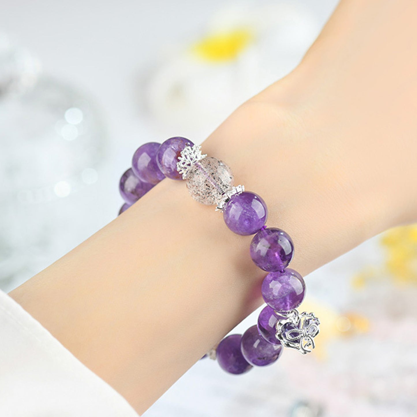 Amethyst Black Strawberry Quartz Bracelet