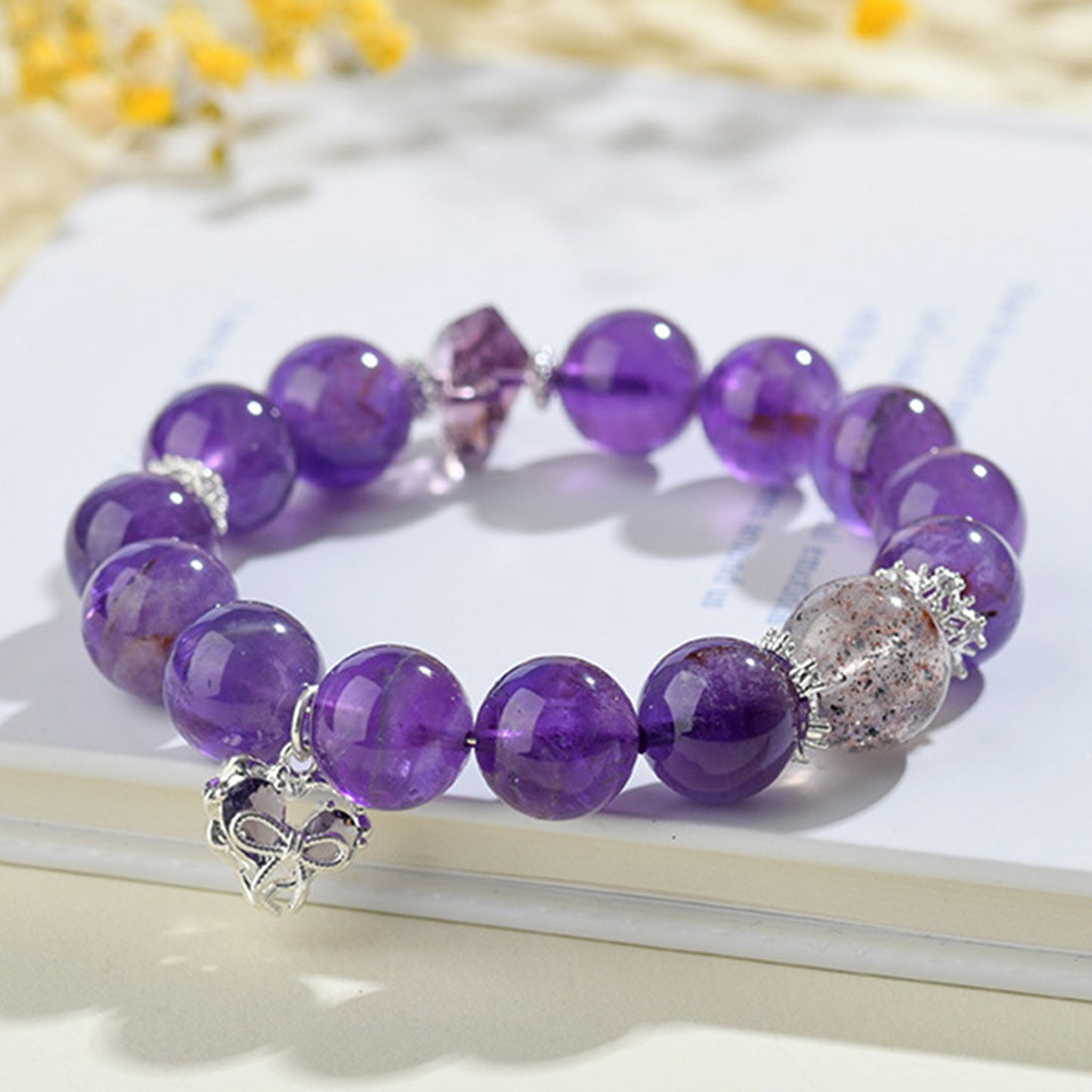 Amethyst Black Strawberry Quartz Bracelet