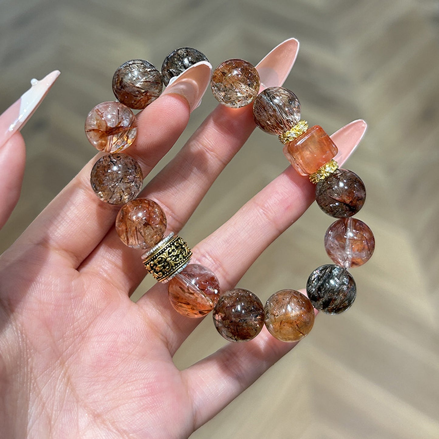 Black-Golden Super Seven Crystal Bracelet