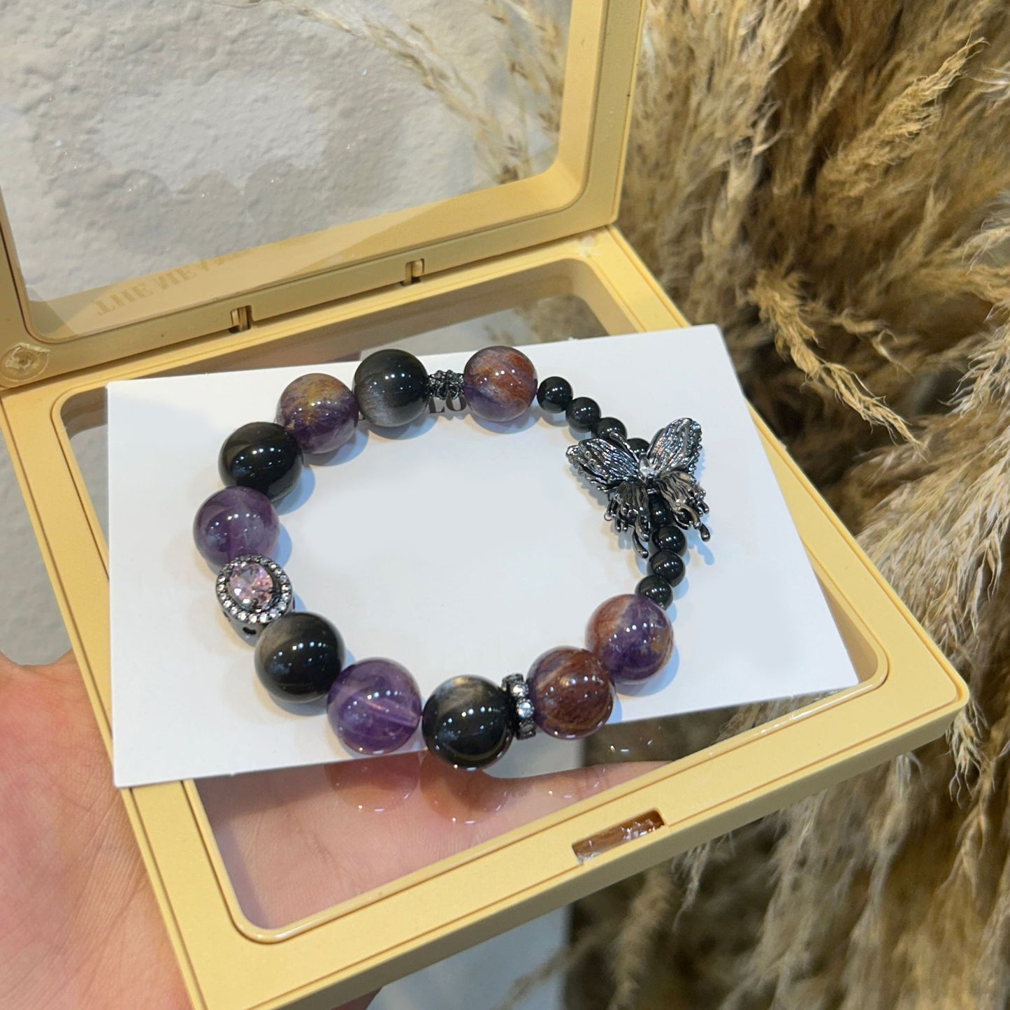 Purple Phantom Quartz Butterfly Bracelet