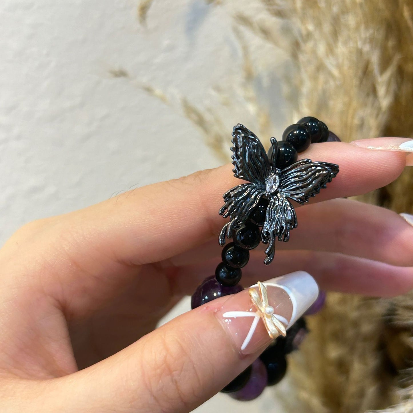 Purple Phantom Quartz Butterfly Bracelet