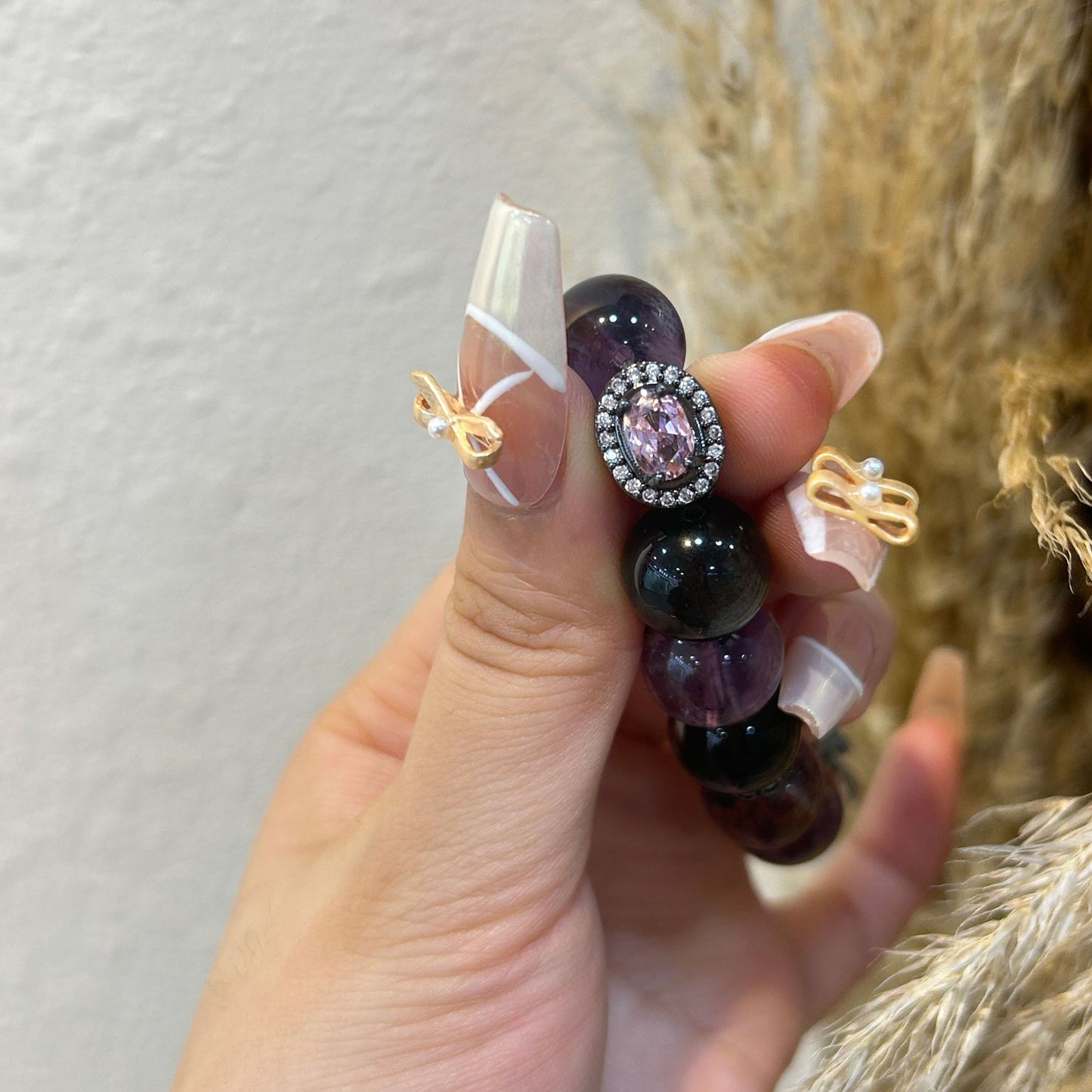 Purple Phantom Quartz Butterfly Bracelet