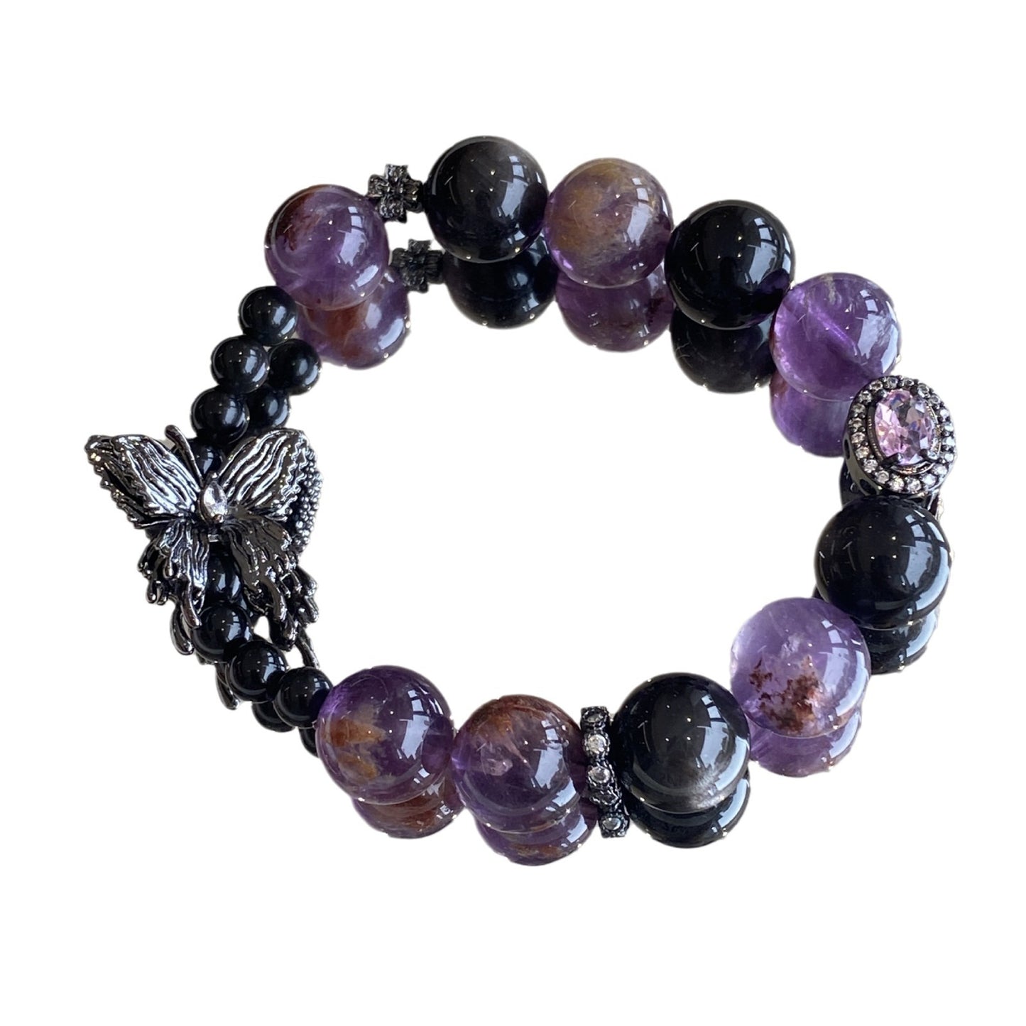 Purple Phantom Quartz Butterfly Bracelet