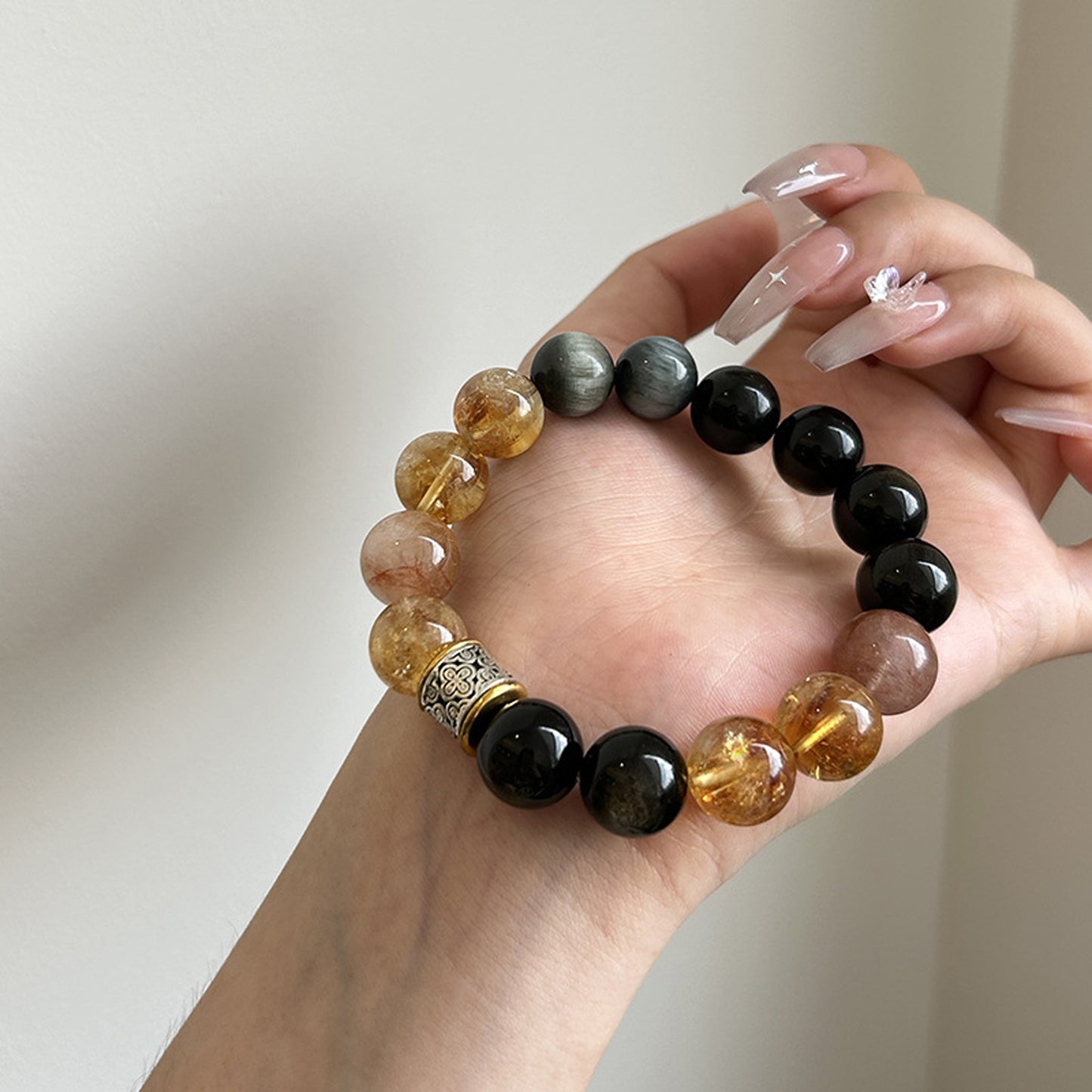 Golden Obsidian Yellow Pyramidal Quartz Bracelet