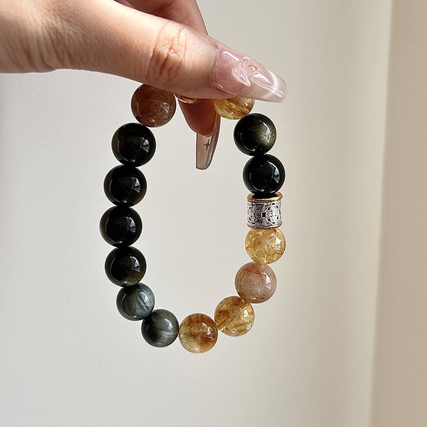 Golden Obsidian Yellow Pyramidal Quartz Bracelet