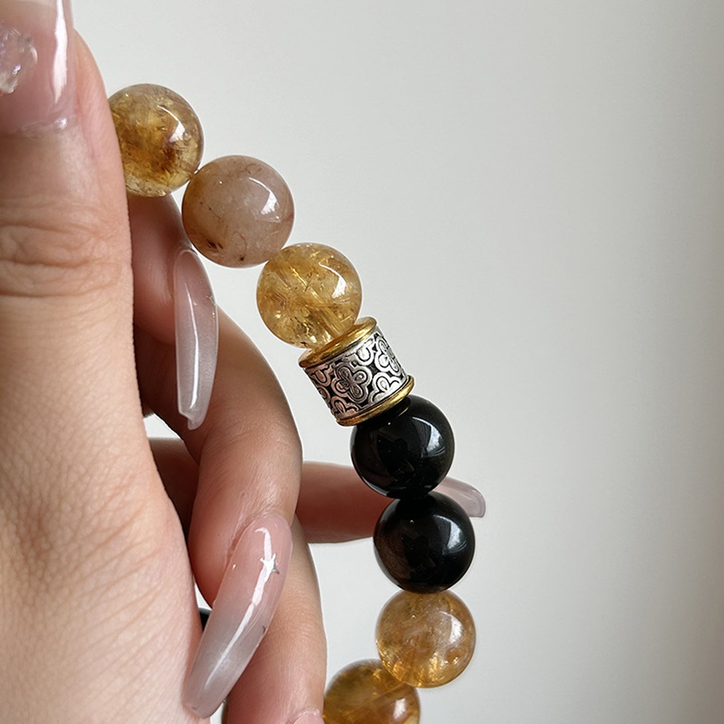 Golden Obsidian Yellow Pyramidal Quartz Bracelet