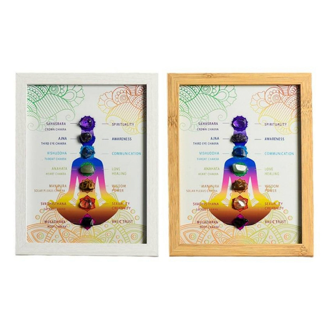 Seven Chakra Crystals Decorate The Picture Frame