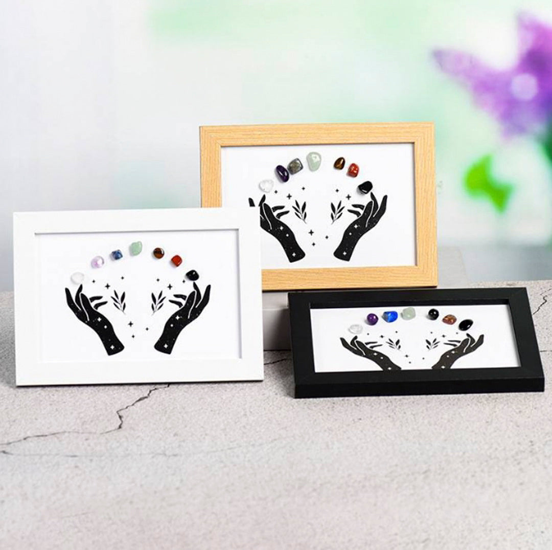 Crystal Stone Photo Frame Of Seven Chakras On Both Hands
