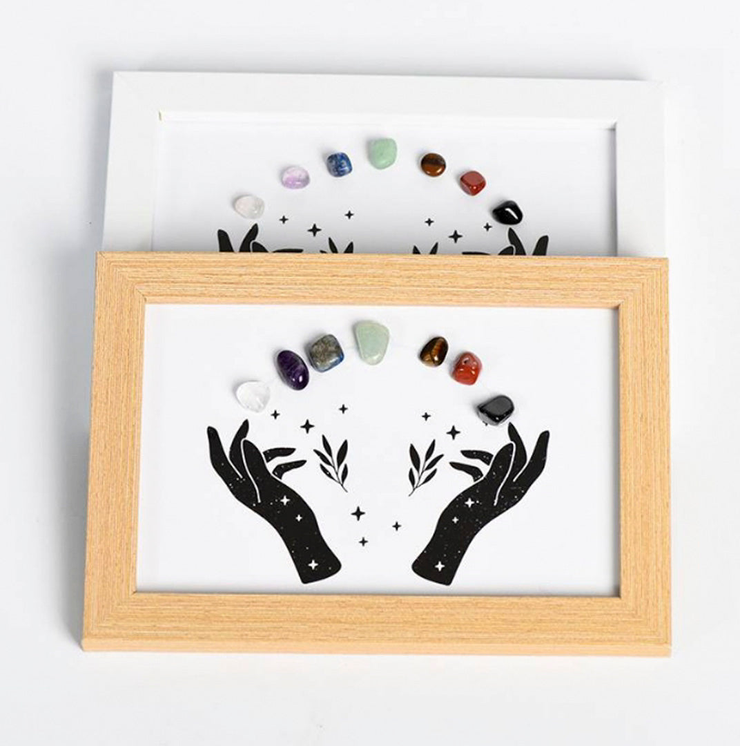 Crystal Stone Photo Frame Of Seven Chakras On Both Hands