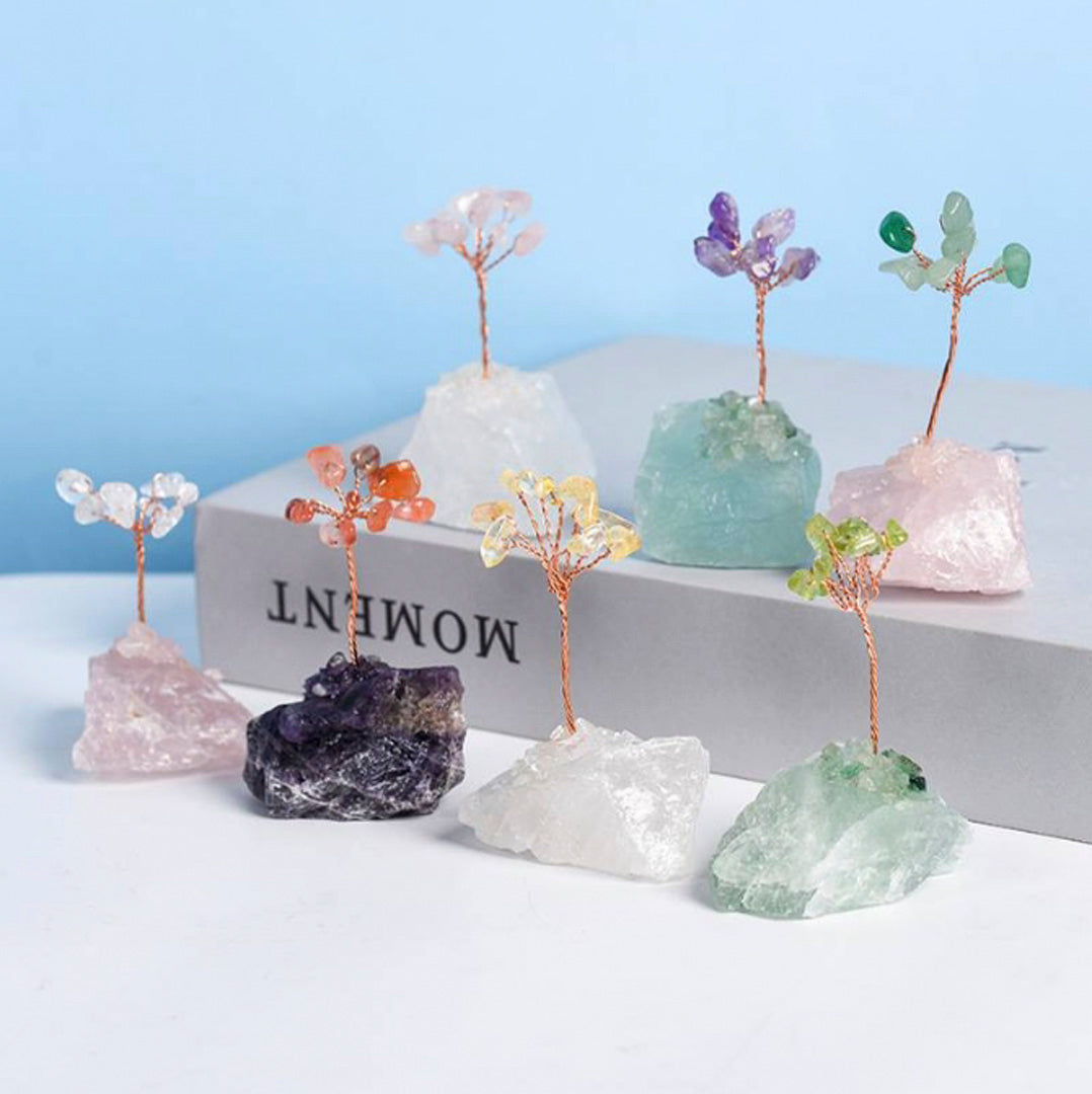 Crystal tree ornament with a base of original stones