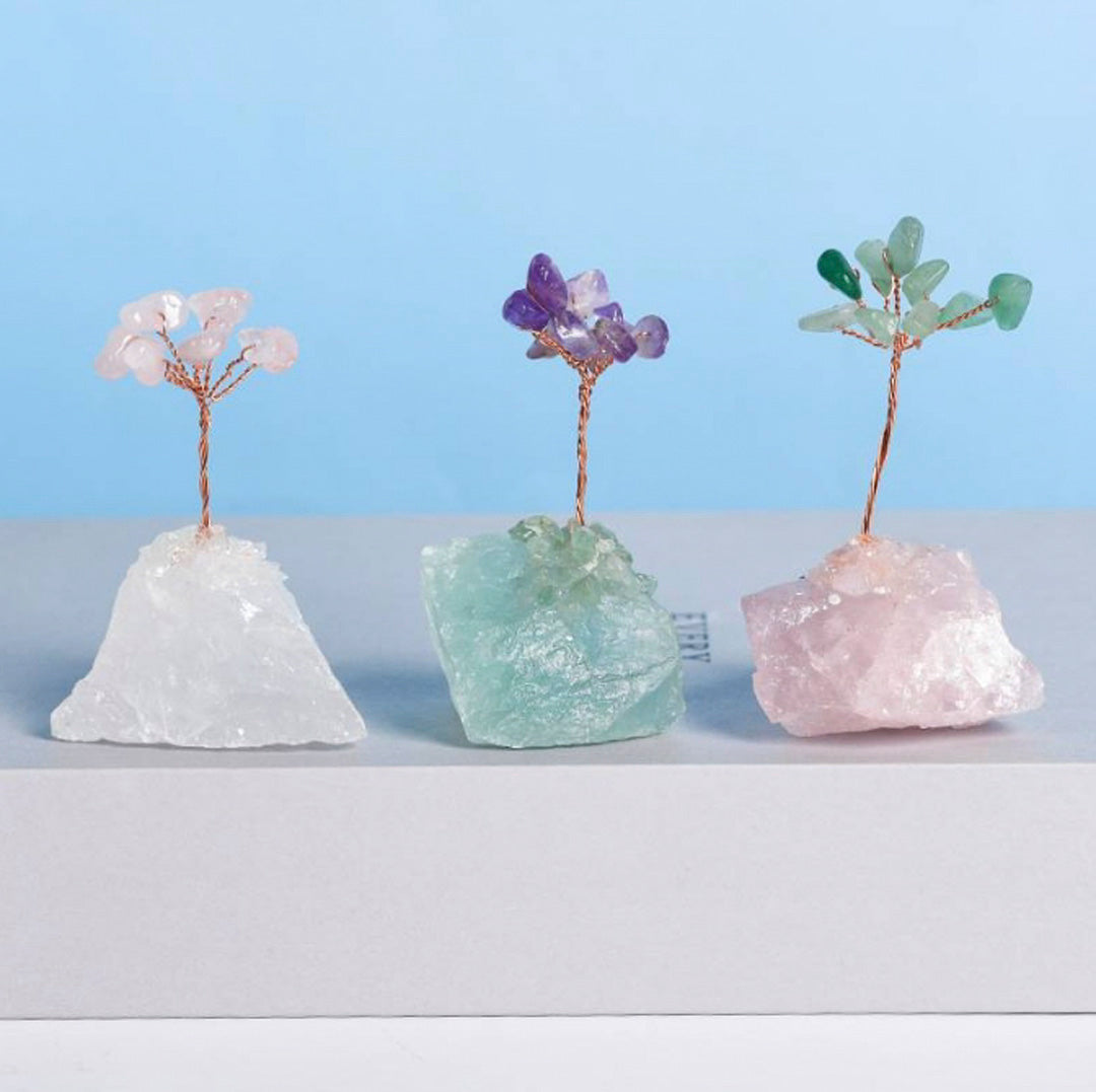 Crystal tree ornament with a base of original stones