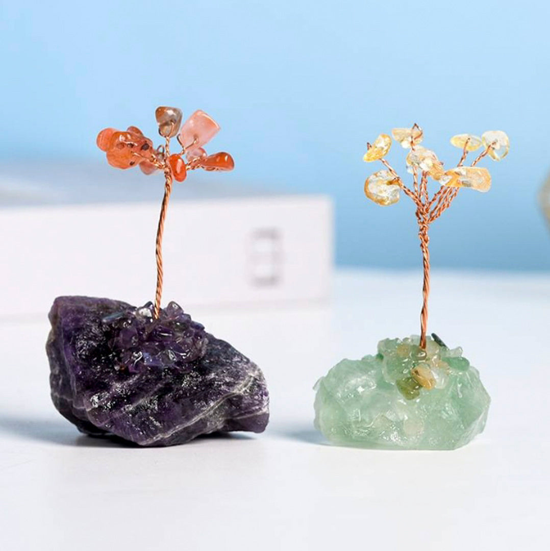 Crystal tree ornament with a base of original stones