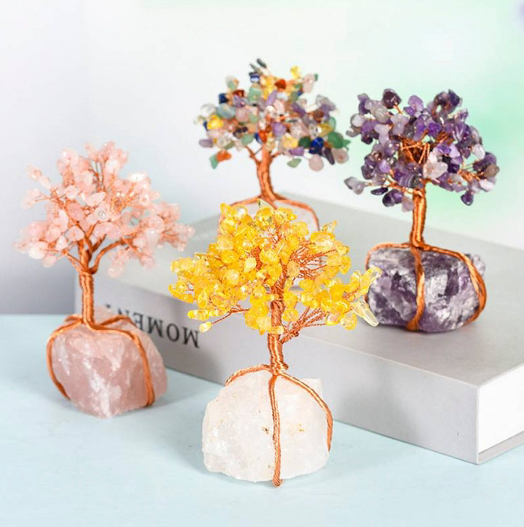 Crystal rough base silk winding craft crystal tree ornaments