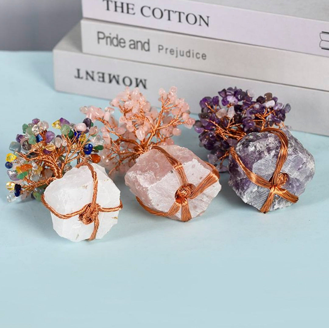 Crystal rough base silk winding craft crystal tree ornaments